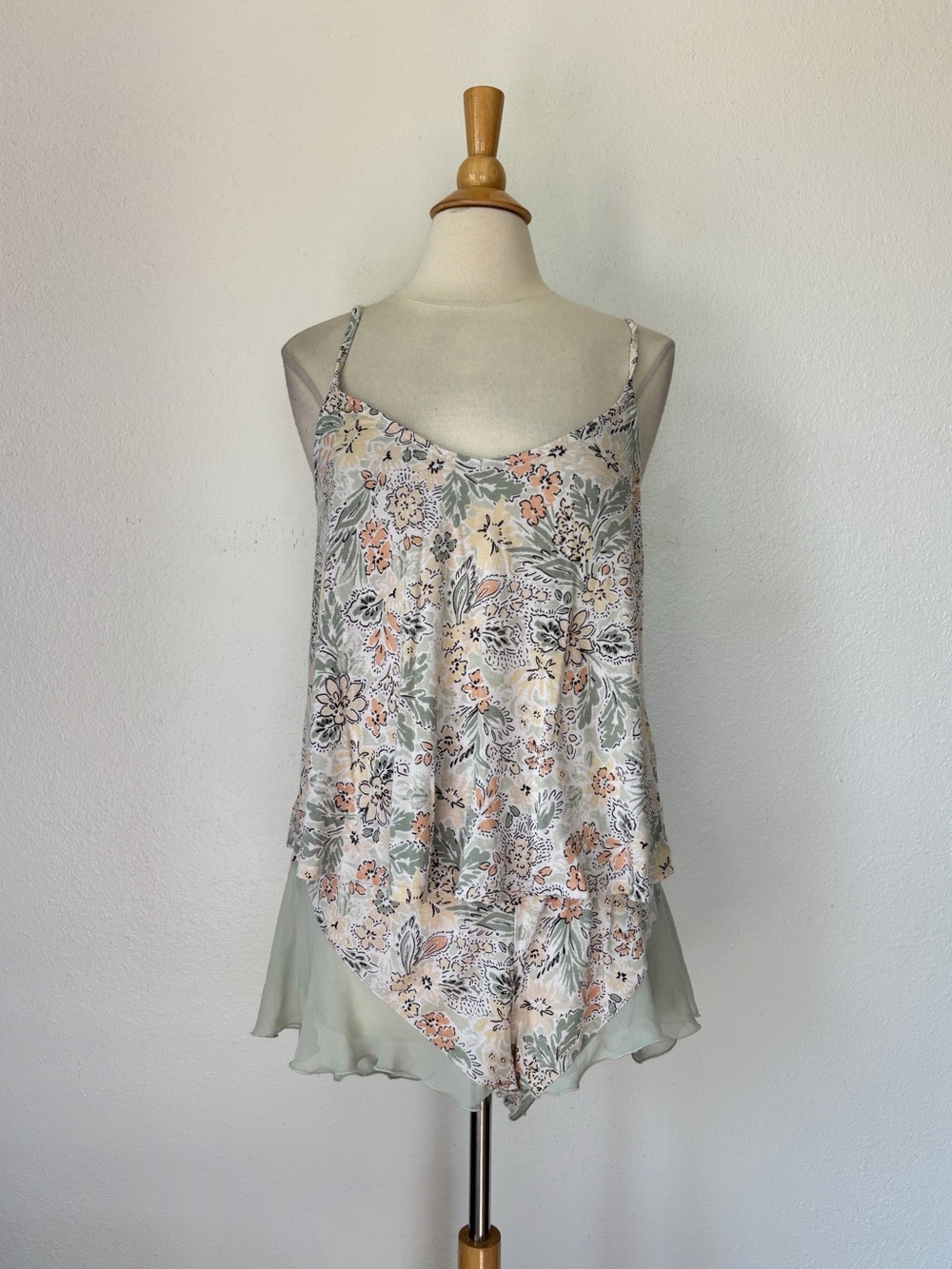 Sage Green & Peach Floral PJ Set